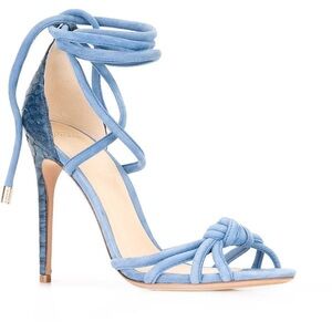 Alexandre Birman Lanna Suede Ankle Wrap Heels 37.5